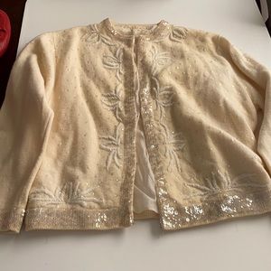 Vintage cream beaded cardigan